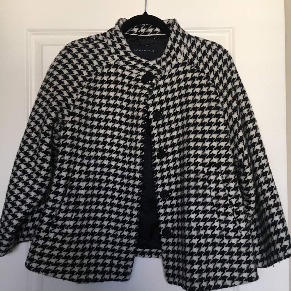 Banana Republic Wool Houndstooth Swing Jacket M